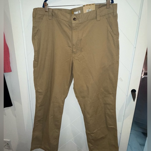 CARHARTT RUGGED FLEX Rigby Dungaree work pants RELAXED 42x30 Hickory Khaki tan - Picture 7 of 7